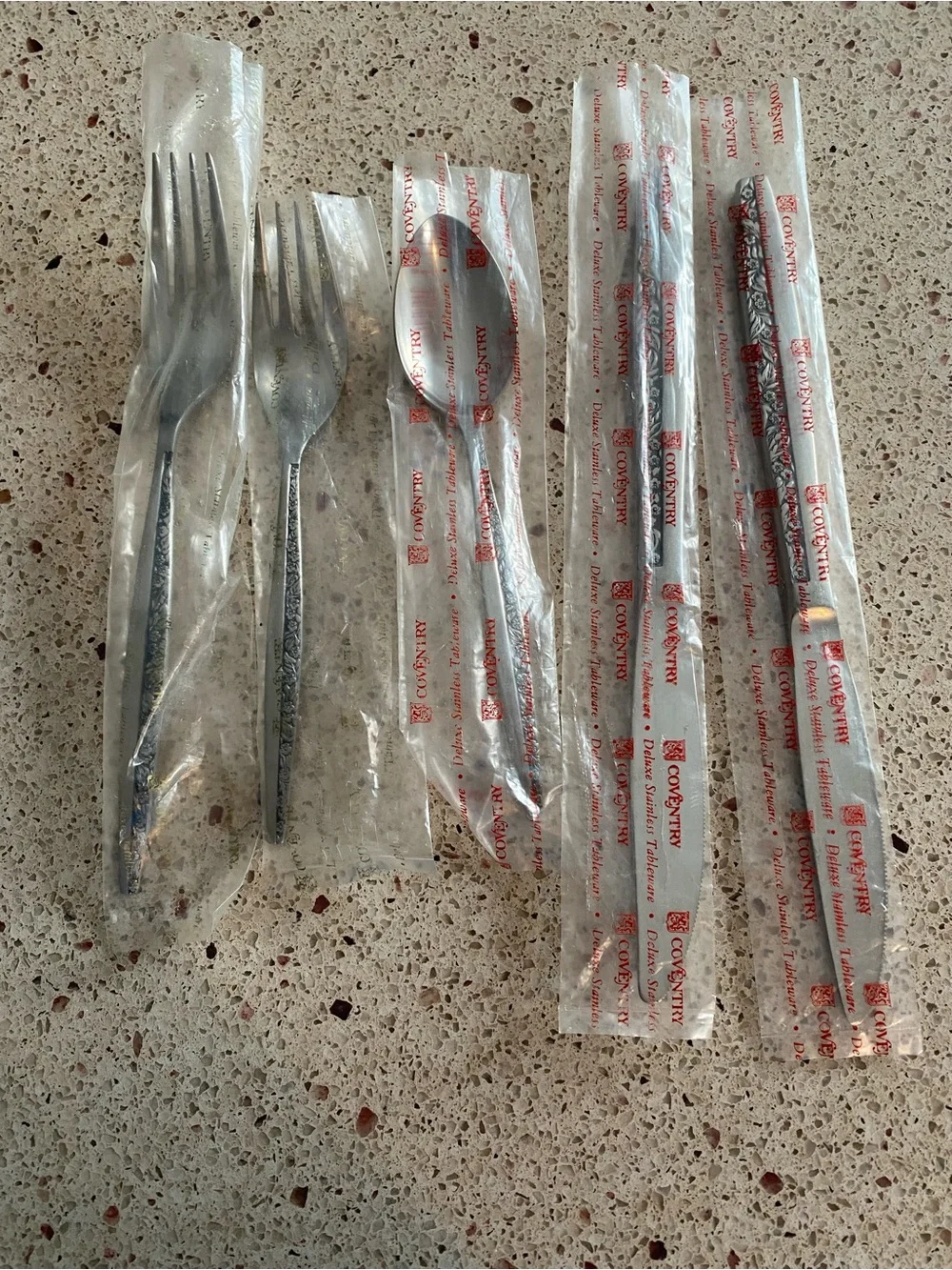 Set of 5 Vintage Coventry Bouquet Japan Floral-Pattern Stainless Flatware.